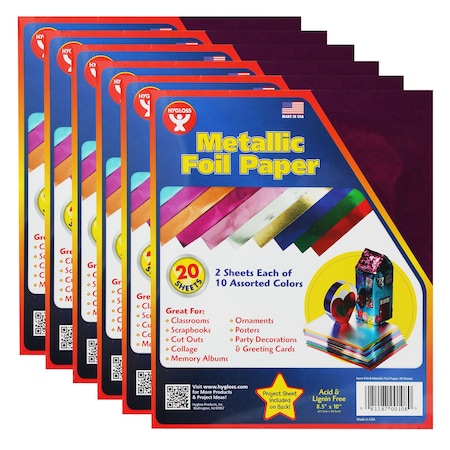 Hygloss Products Metallic Foil Sheets, 8.5in x 10in, Assorted Colors, PK120 10-8